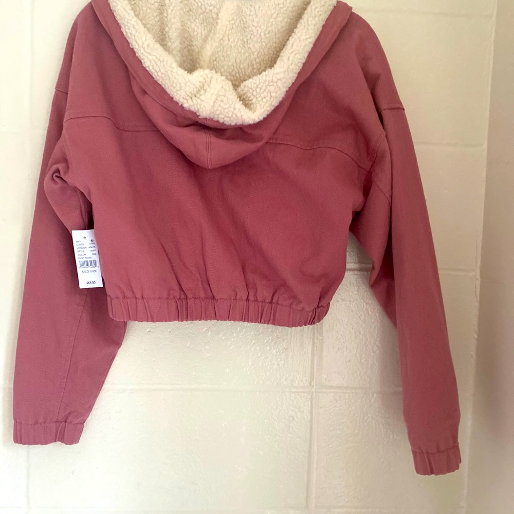 PacSun Corduroy Pink Jacket with Sherpa hoodie